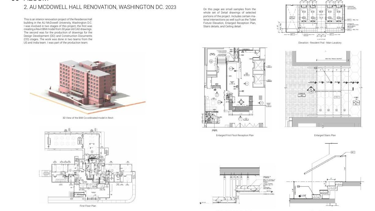 Revit model and renovation drawings for AU McDowell Hall in Washington DC